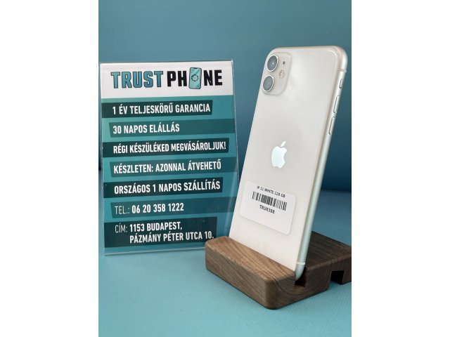 !! 1 ÉV GARANCIA !! iPhone 11 White 128 GB – TRU8388 – 99% AKKU