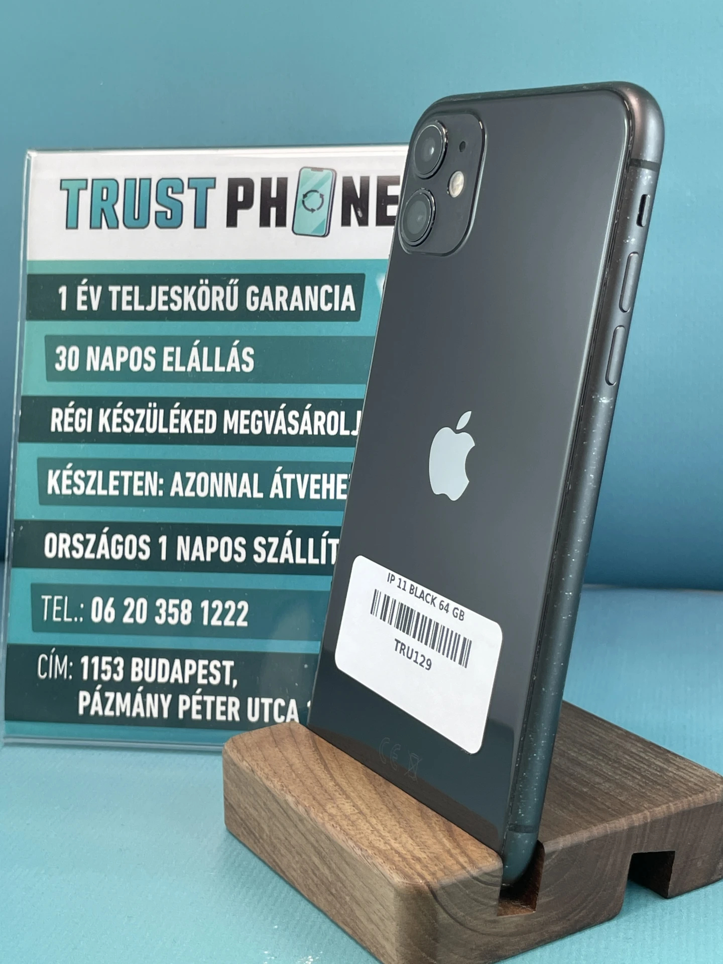 !! 1 ÉV GARANCIA !! iPhone 11 Black 64 GB – TRU129 – 100% AKKU