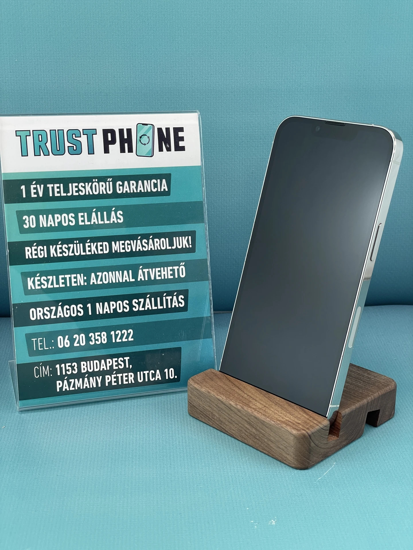 !! 1 ÉV GARANCIA !! iPhone 13 Pro Silver 128 GB – TRT166 – 100% AKKU