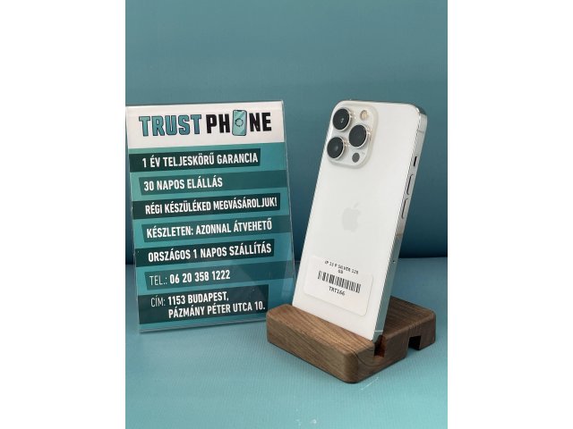 !! 1 ÉV GARANCIA !! iPhone 13 Pro Silver 128 GB – TRT166 – 100% AKKU