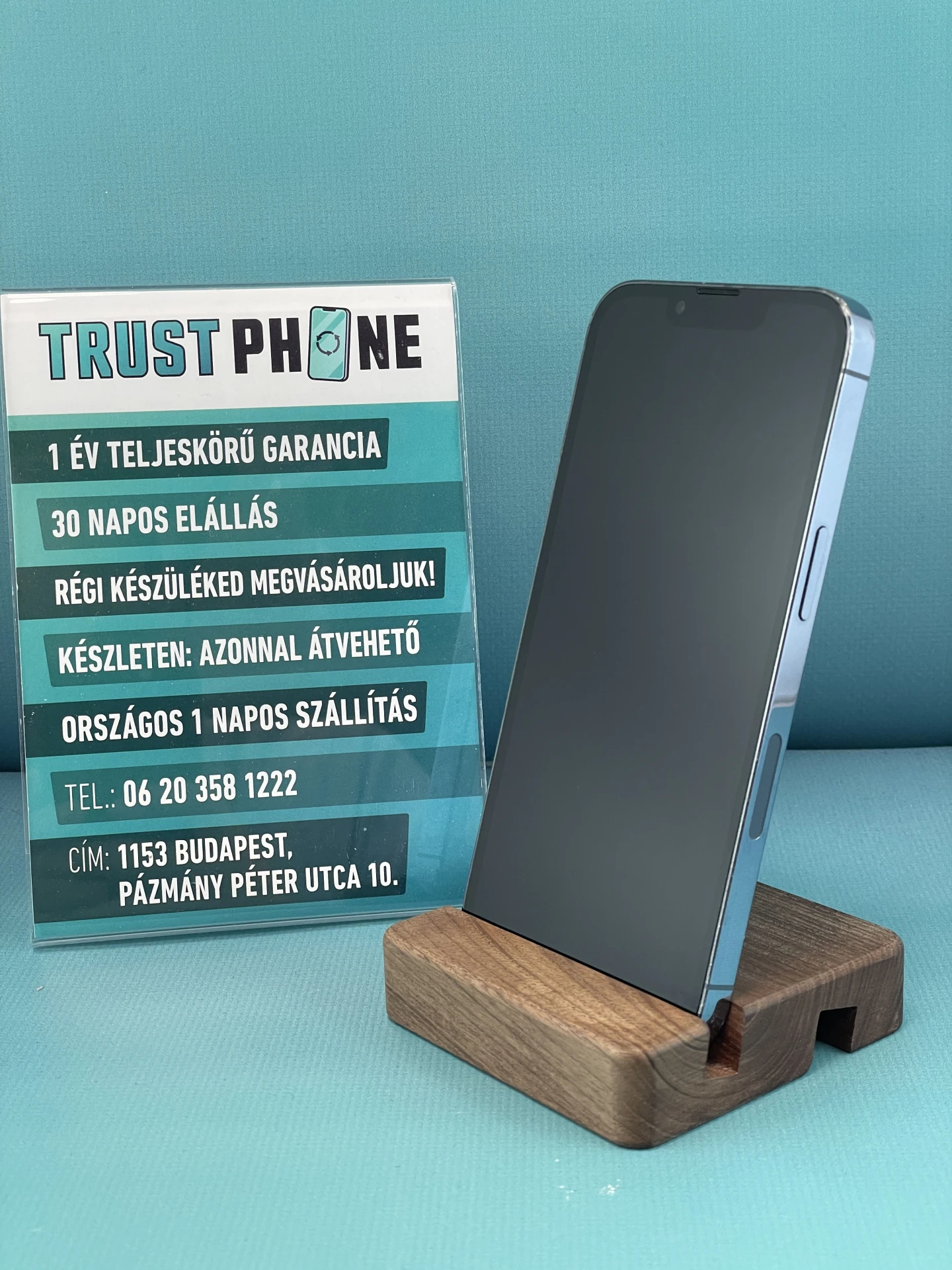 !! 1 ÉV GARANCIA !! iPhone 13 Pro Blue 128 GB – TRT172 – 100% AKKU