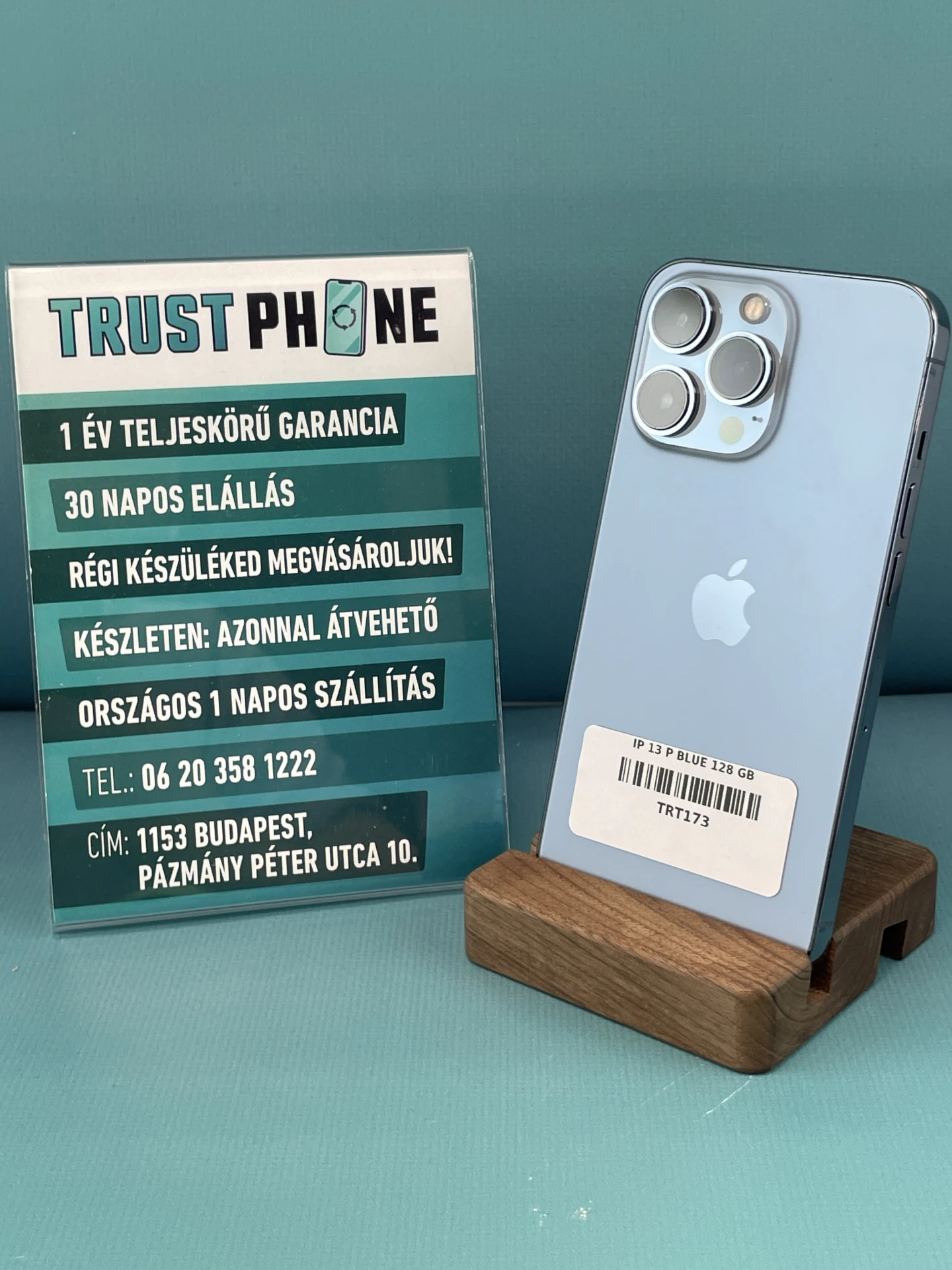 !! 1 ÉV GARANCIA !! iPhone 13 Pro Blue 128 GB – TRT173 – 100% AKKU