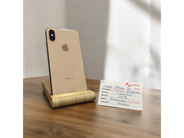 10. Apple iPhone XS - 64 GB - Arany - Független - ÚJ AKKU