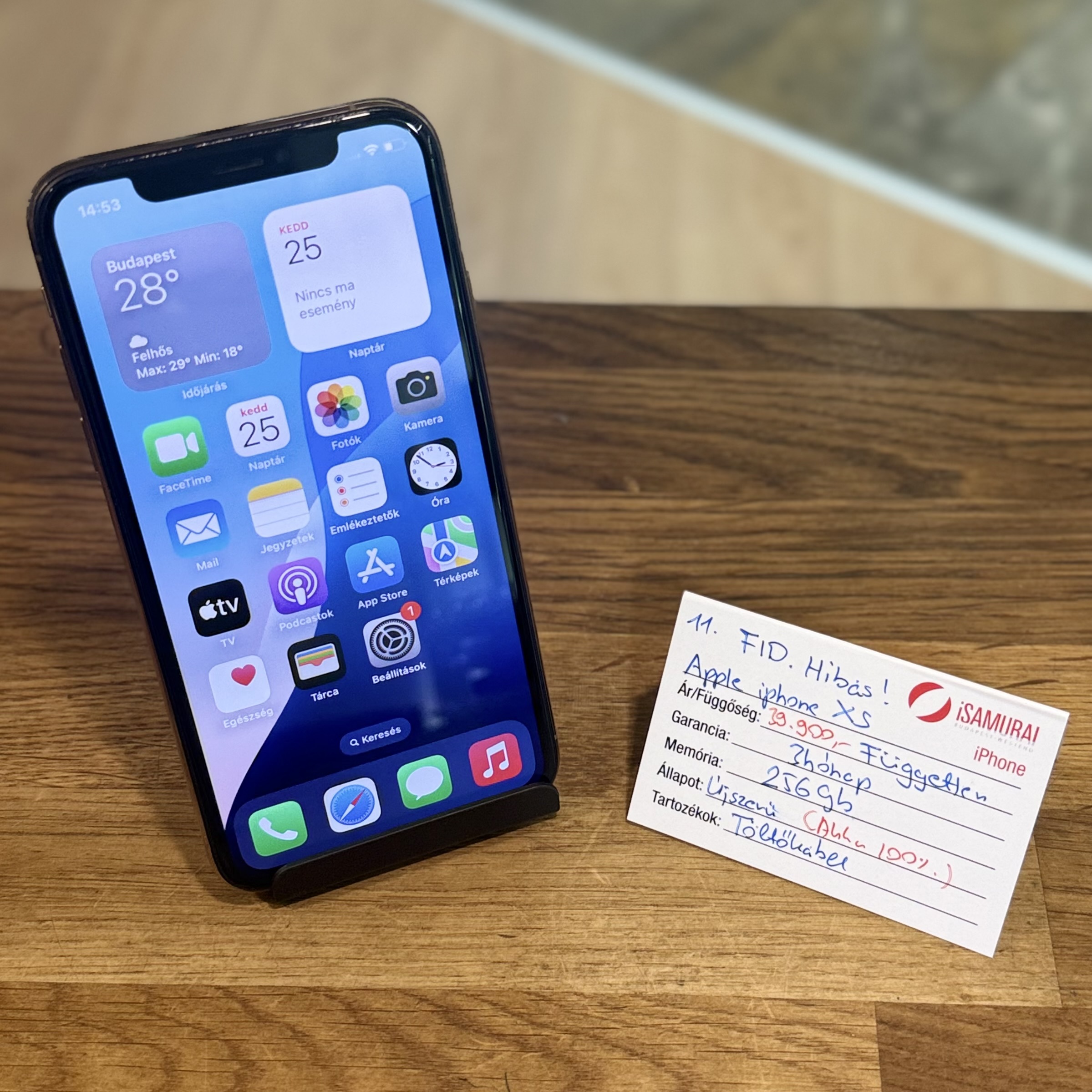 Apple iPhone XS - 256GB - Arany - Független - ÚJ AKKU- FID. hibás ( 11.)