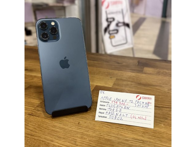 88.Apple iPhone 12 Pro Max - 128GB - Óceánkék - Újszerű - ÚJ AKKU