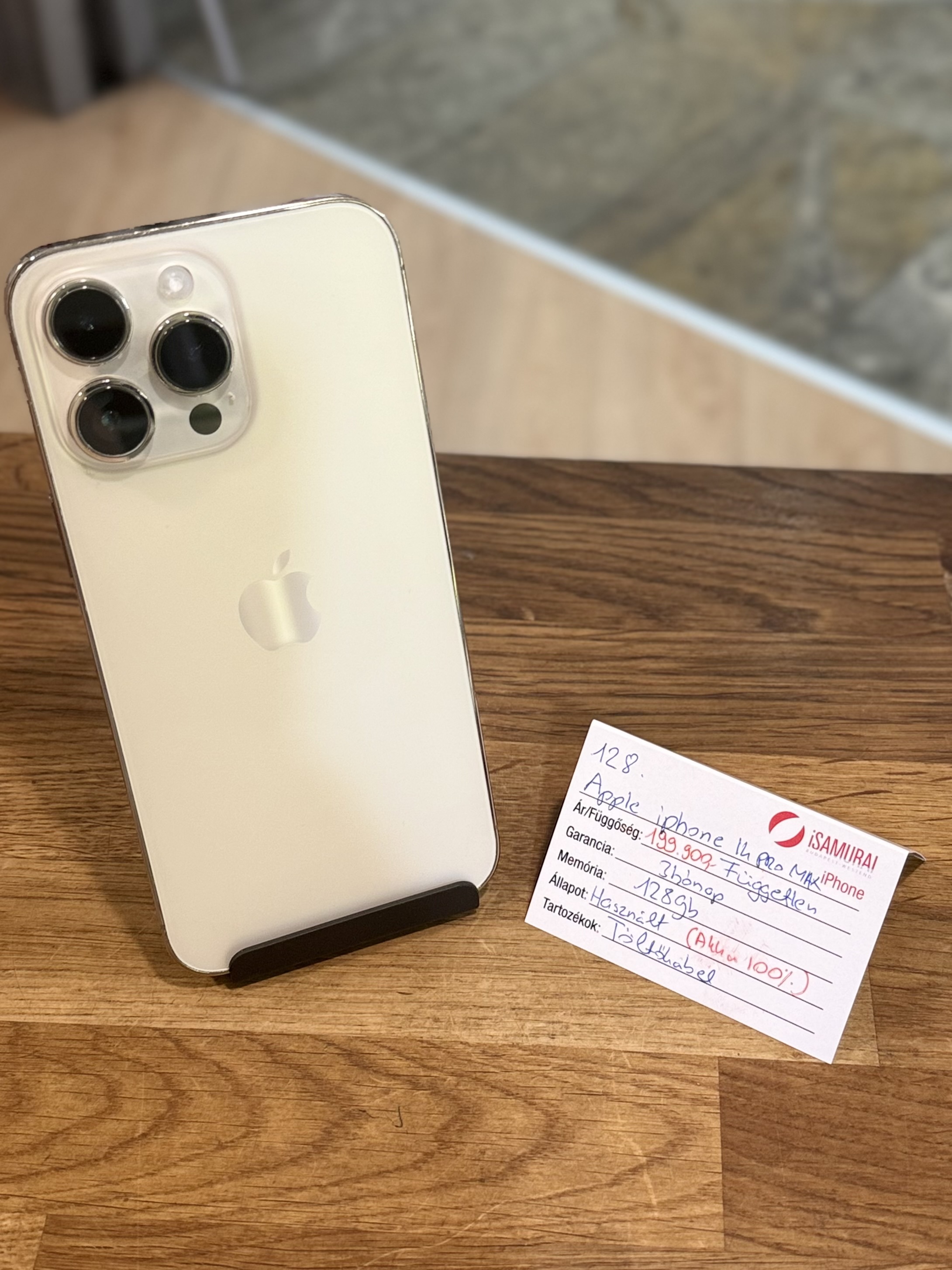 Apple iPhone 14 Pro Max - 128 GB - Arany - akku 100% ( 128. )