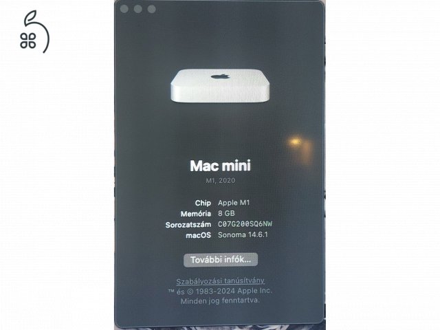 Apple Macmini M1 8GB memória/512 GB SSD