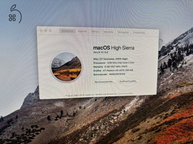 iMac27” Keveset használt, új SSD-vel