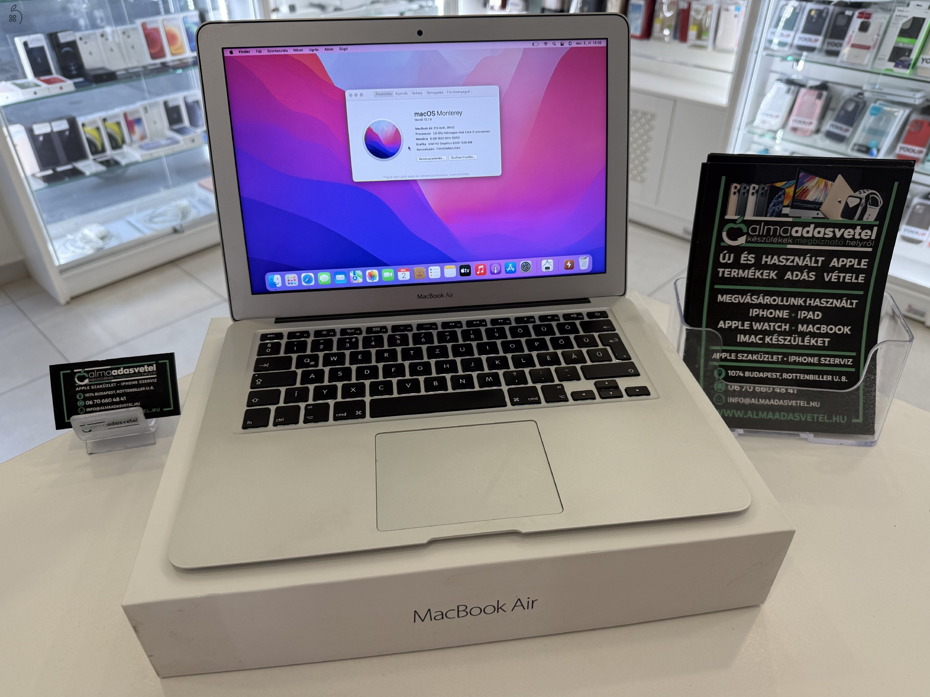 MacBook Air 2017 Újszerű/8GB/128ssd/1-3 hónap gar./Akku 88%/p3890