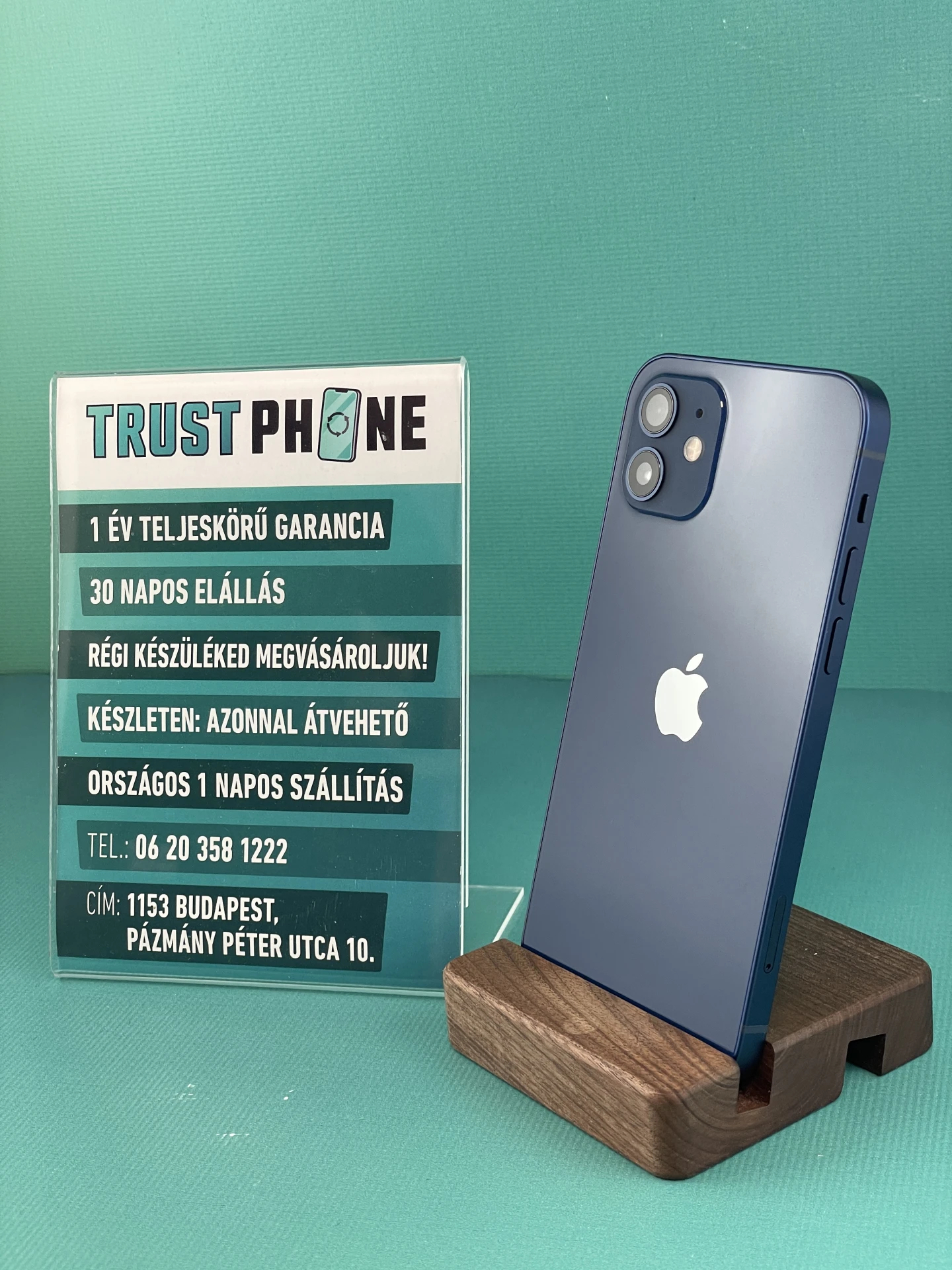 !! 1 ÉV GARANCIA !! iPhone 12 Blue 64 GB – TRU157 – 100% AKKU