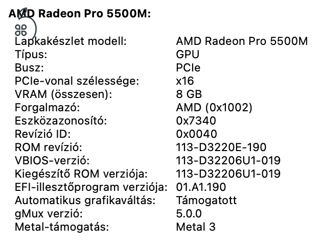 CTO bestia, Macbook Pro 16, HUN, 2019, i9, 32GB, 1TB, AMD Radeon Pro 8GB videokártya