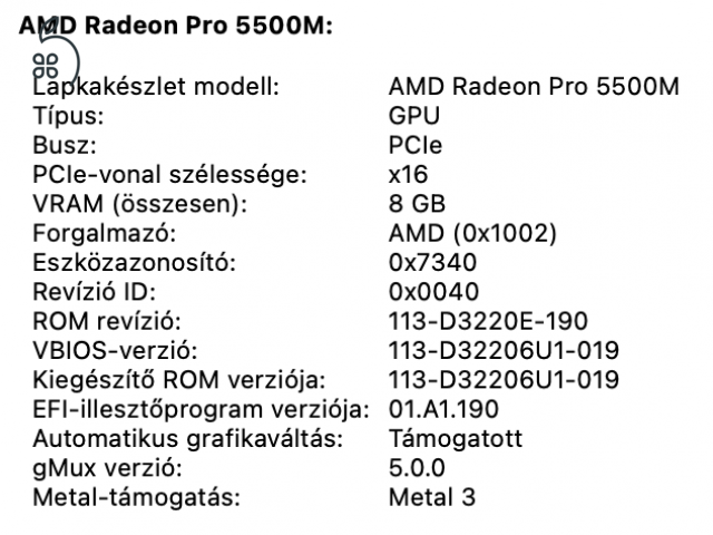 CTO bestia, Macbook Pro 16, HUN, 2019, i9, 32GB, 1TB, AMD Radeon Pro 8GB videokártya