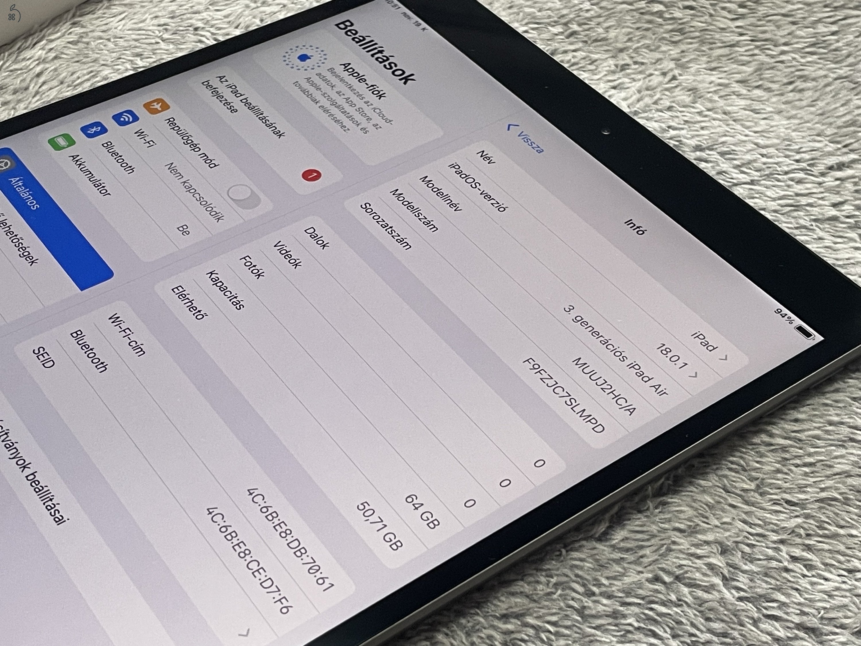 iPad Air 3 64GB WiFi + Apple Pencil (1th gen) megkímélt állapotban