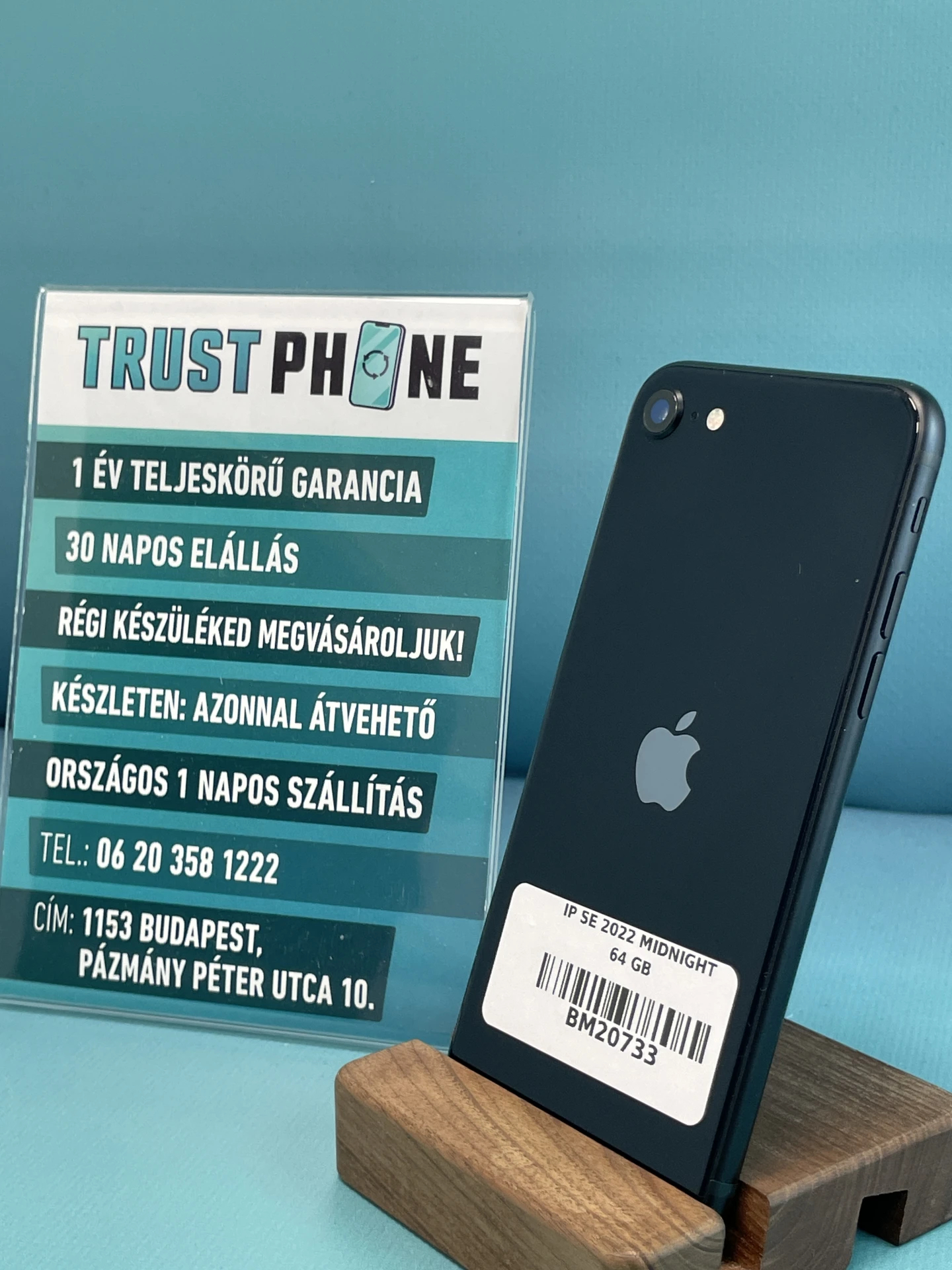 !! 1 ÉV GARANCIA !! iPhone SE (2022) Midnight 64 GB – BM20733 – 91% AKKU