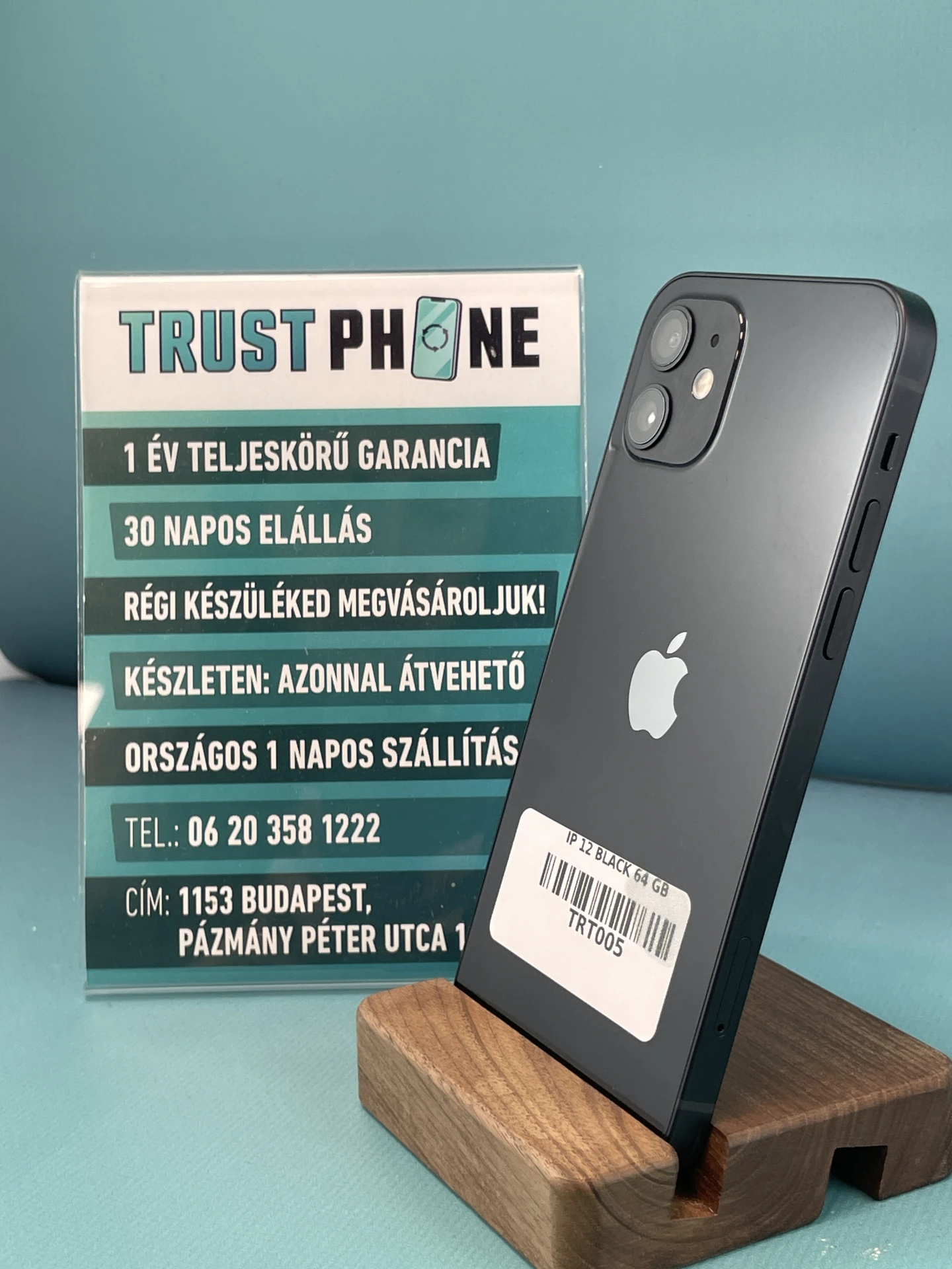 !! 1 ÉV GARANCIA !! iPhone 12 Black 64 GB – TRT005 – 88% AKKU