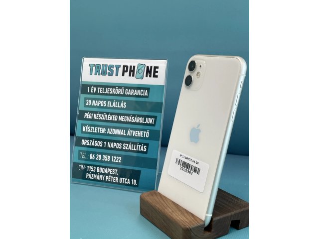 !! 1 ÉV GARANCIA !! iPhone 11 White 64 GB – TRU8387 – 100% AKKU