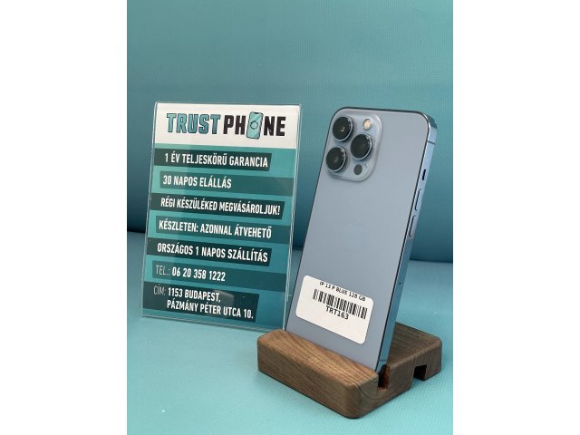 !! 1 ÉV GARANCIA !! ! KARÁCSONYI AKCIÓ ! iPhone 13 Pro Blue 128 GB – TRT163 – 100% AKKU