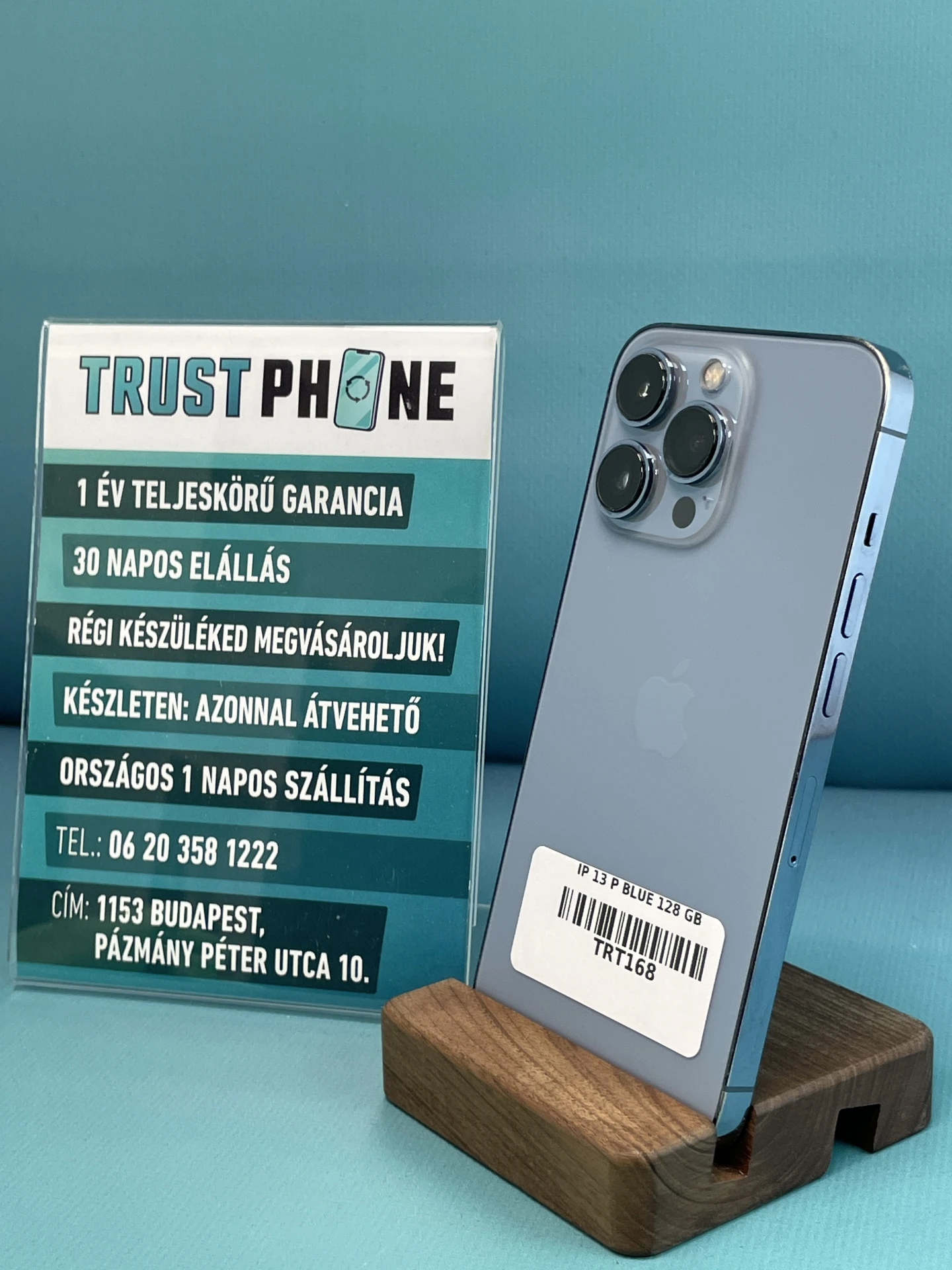 !! 1 ÉV GARANCIA !! iPhone 13 Pro Blue 128 GB – TRT168 – 100% AKKU