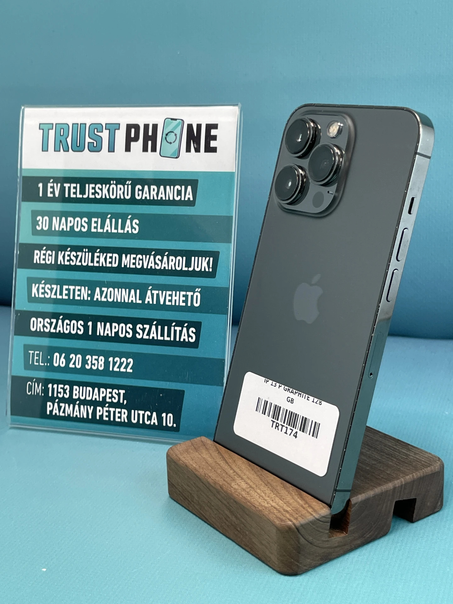 !! 1 ÉV GARANCIA !! iPhone 13 Pro Graphite 128 GB – TRT174 – 100% AKKU