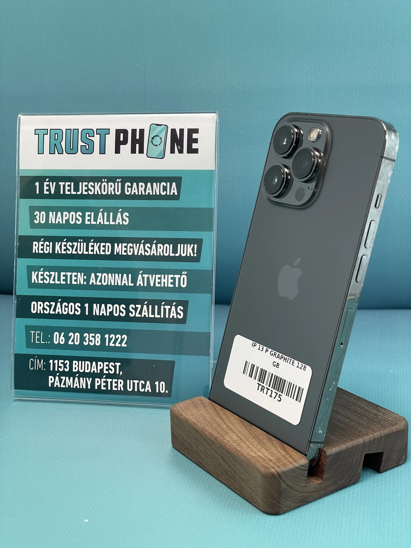 !! 1 ÉV GARANCIA !! iPhone 13 Pro Graphite 128 GB – TRT175 – 100% AKKU