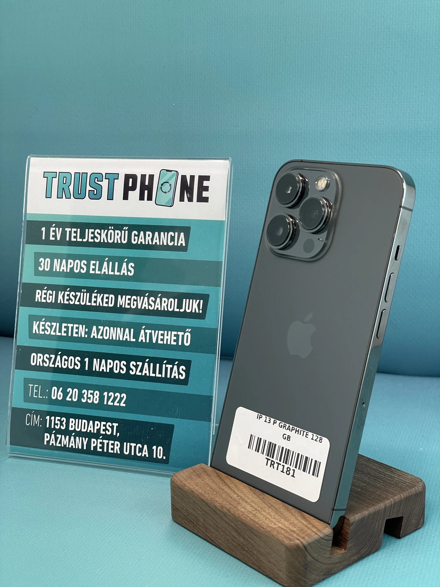 !! 1 ÉV GARANCIA !! iPhone 13 Pro Graphite 128 GB – TRT181 – 100% AKKU