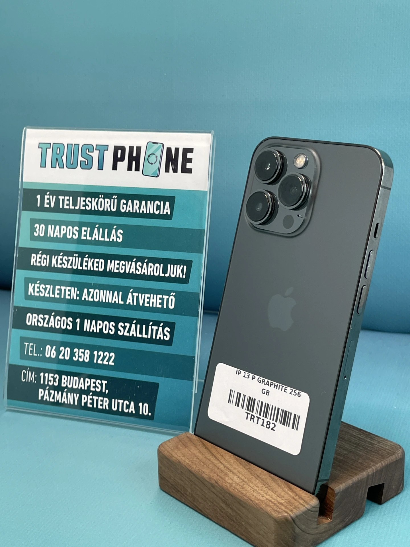 !! 1 ÉV GARANCIA !! ! KARÁCSONYI AKCIÓ ! iPhone 13 Pro Graphite 256 GB – TRT182 – 100% AKKU