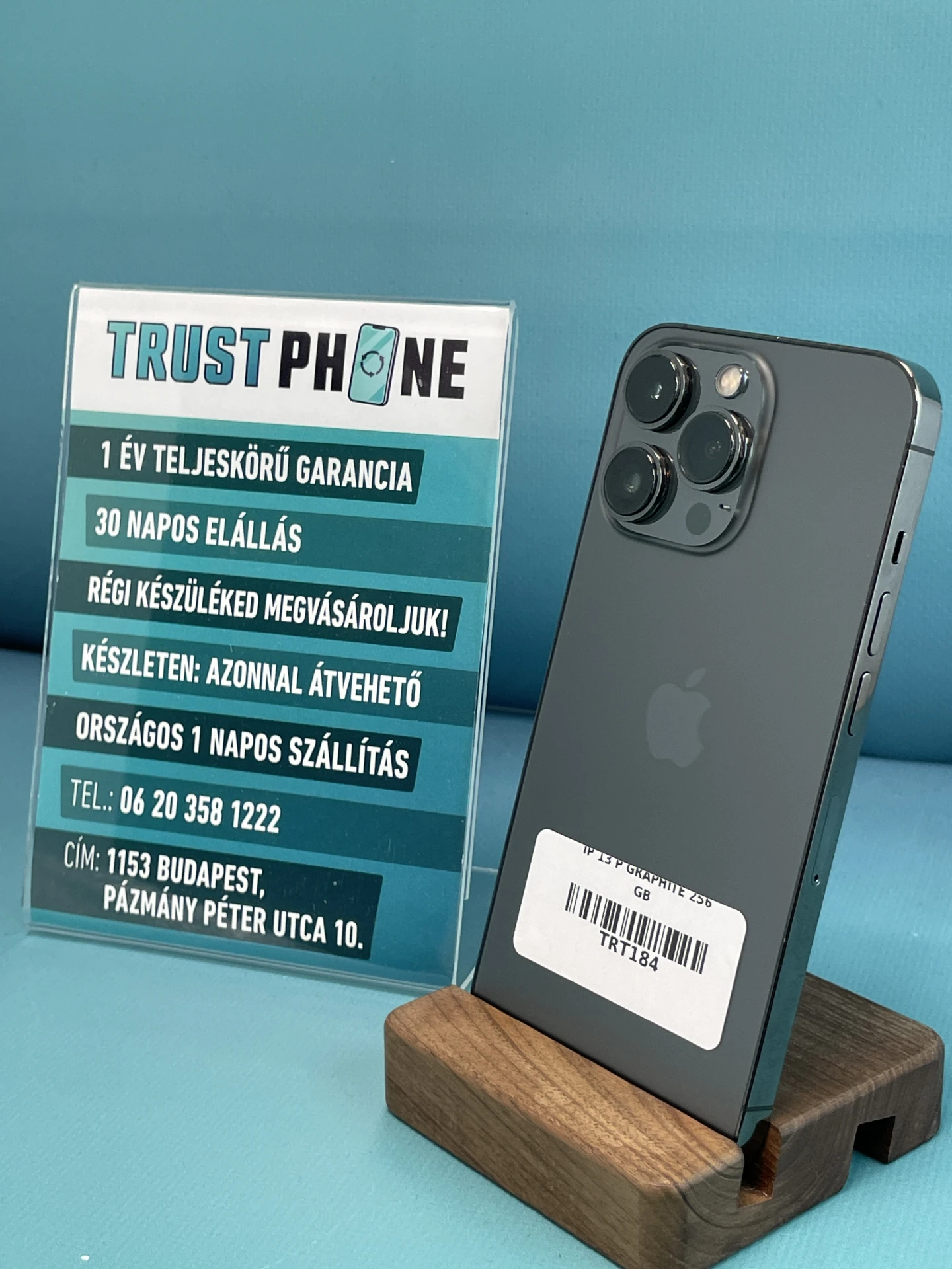 !! 1 ÉV GARANCIA !! iPhone 13 Pro Graphite 256 GB – TRT184 – 100% AKKU