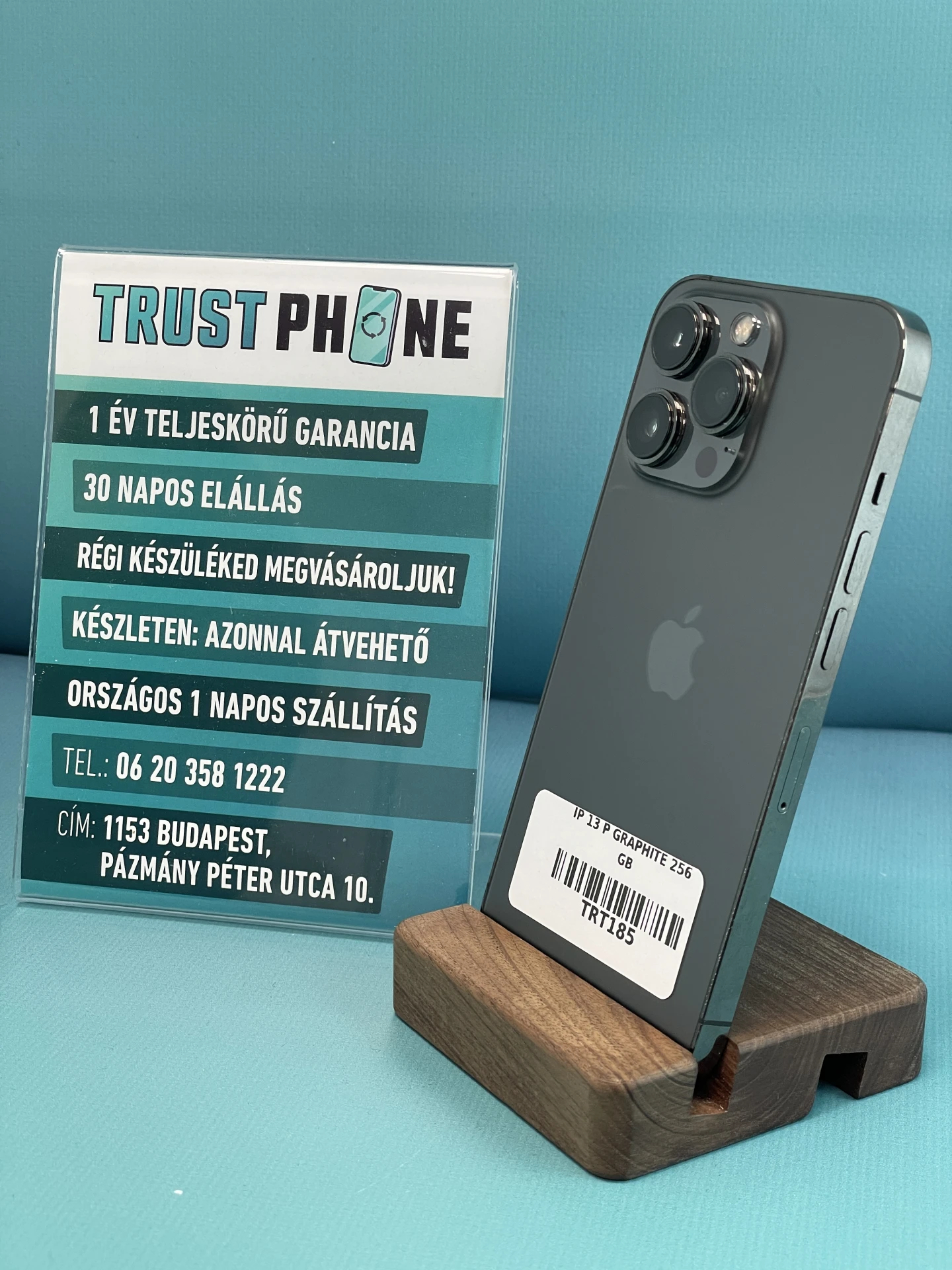 !! 1 ÉV GARANCIA !! iPhone 13 Pro Graphite 256 GB – TRT185 – 100% AKKU