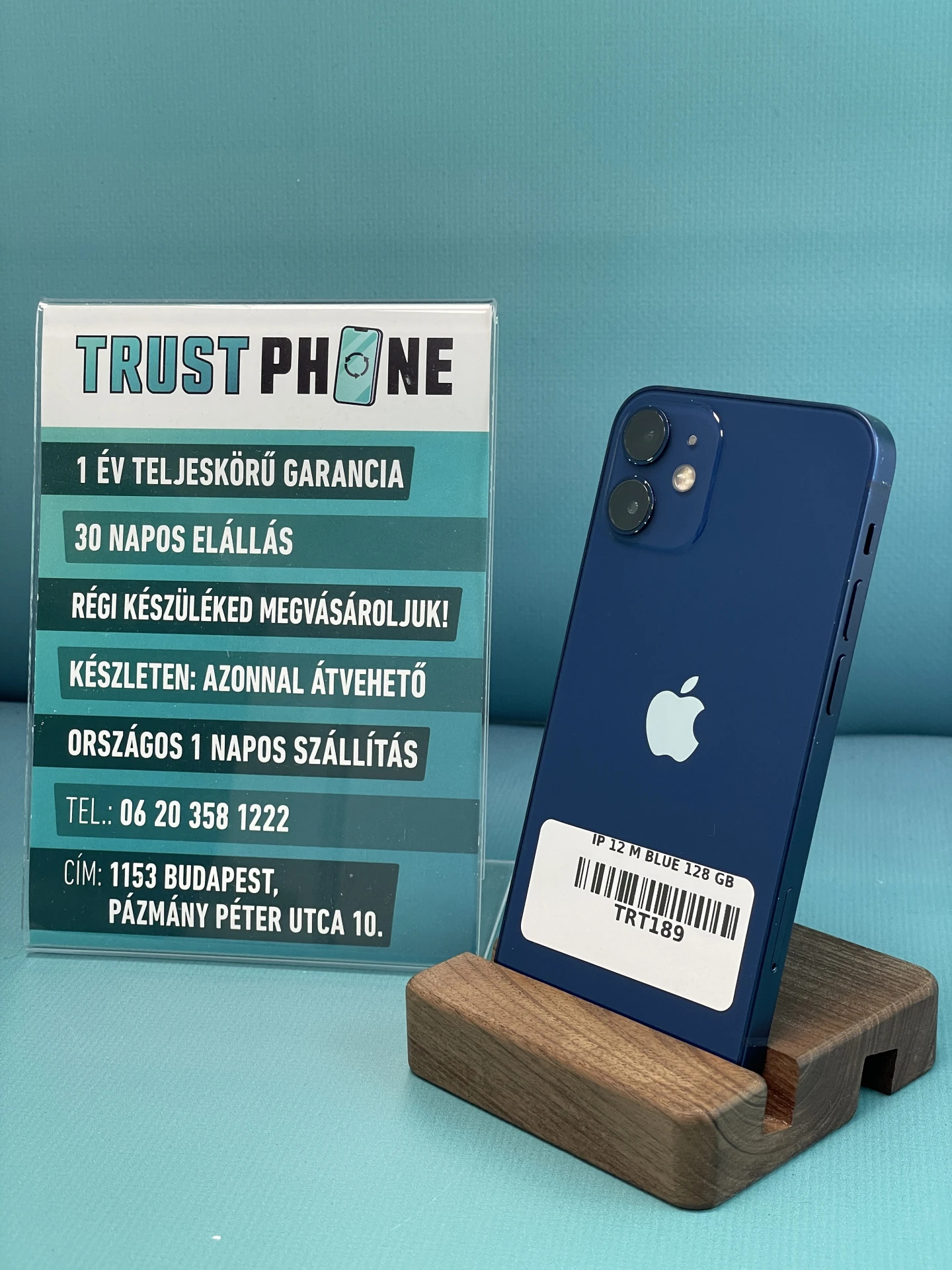 !! 1 ÉV GARANCIA !! iPhone 12 Mini Blue 128 GB – TRT189 – 100% AKKU