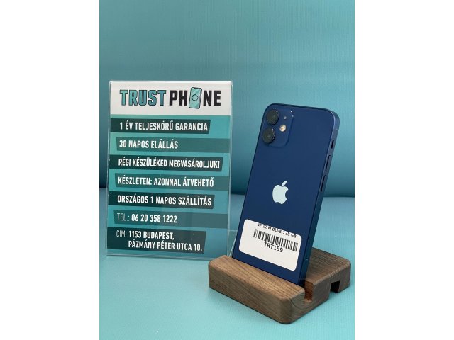 !! 1 ÉV GARANCIA !! iPhone 12 Mini Blue 128 GB – TRT189 – 100% AKKU