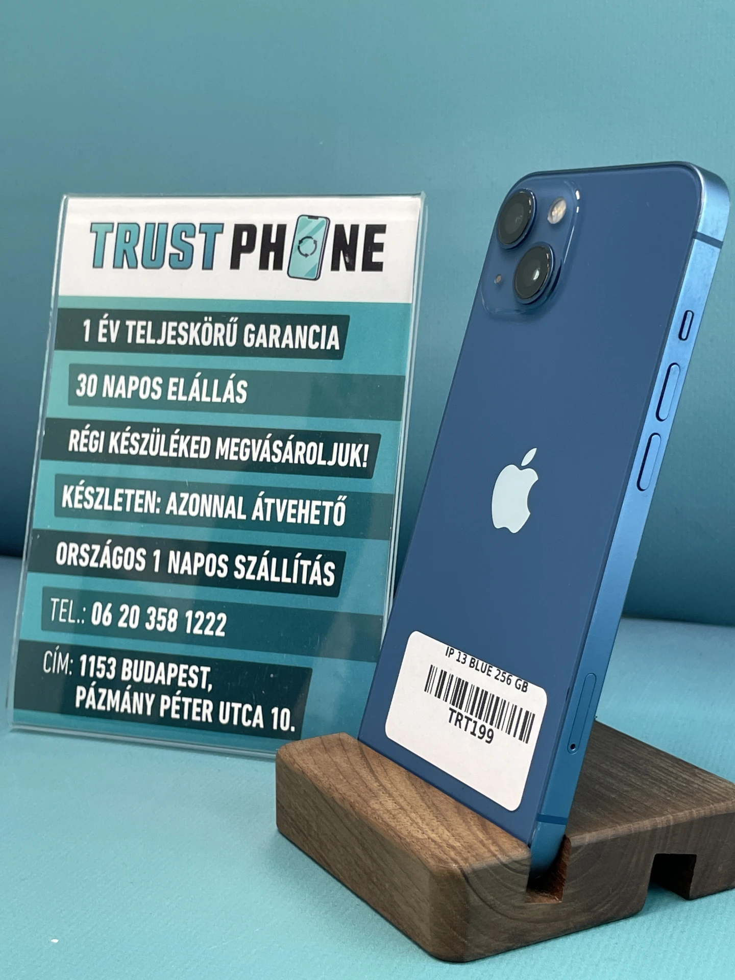 !! 1 ÉV GARANCIA !! iPhone 13 Blue 256 GB – TRT199 – 100% AKKU