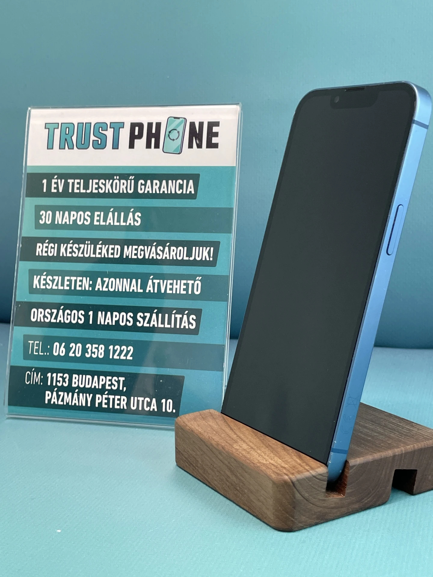 !! 1 ÉV GARANCIA !! iPhone 13 Blue 256 GB – TRT199 – 100% AKKU