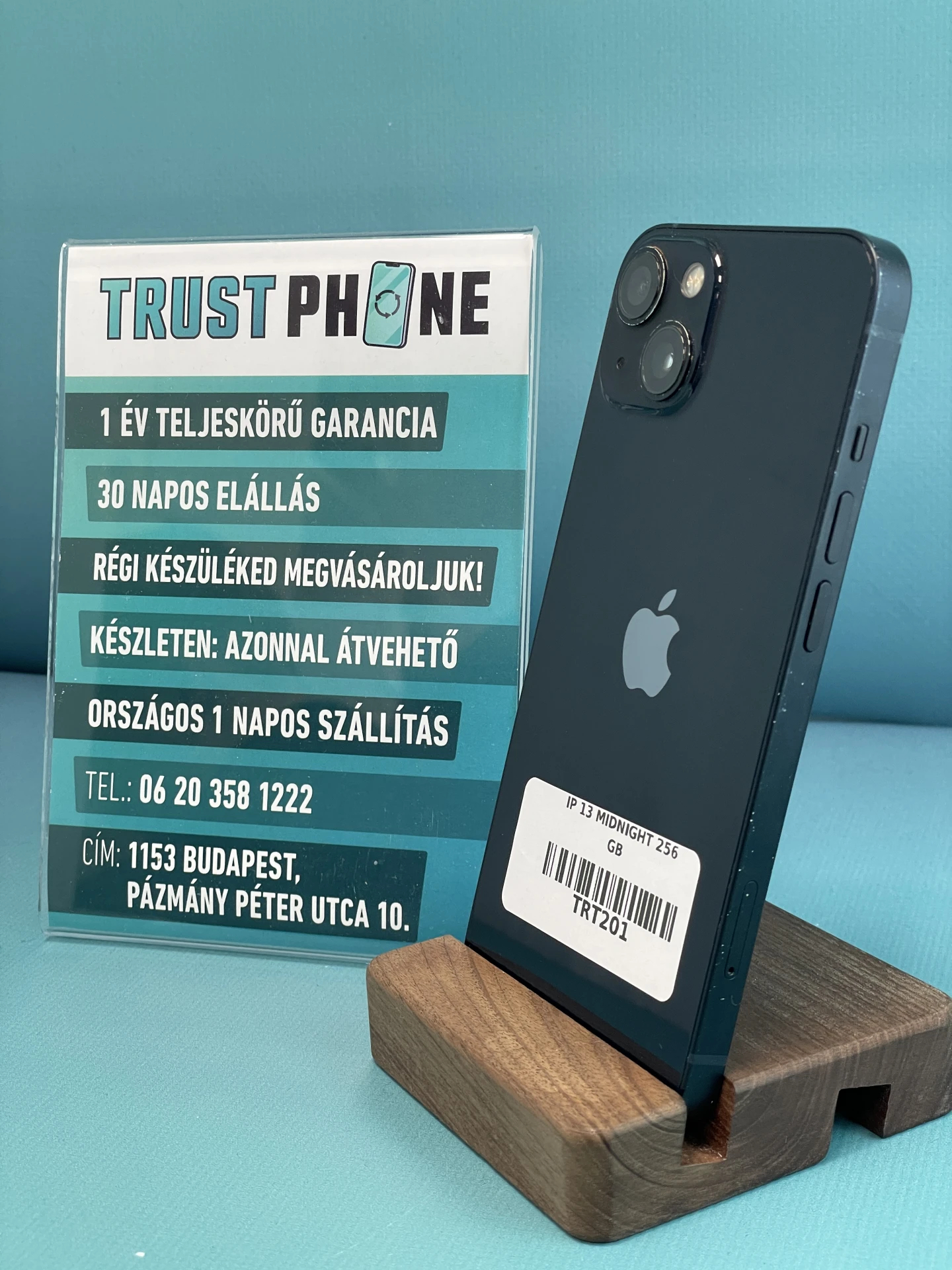 !! 1 ÉV GARANCIA !! iPhone 13 Midnight 256 GB – TRT201 – 100% AKKU