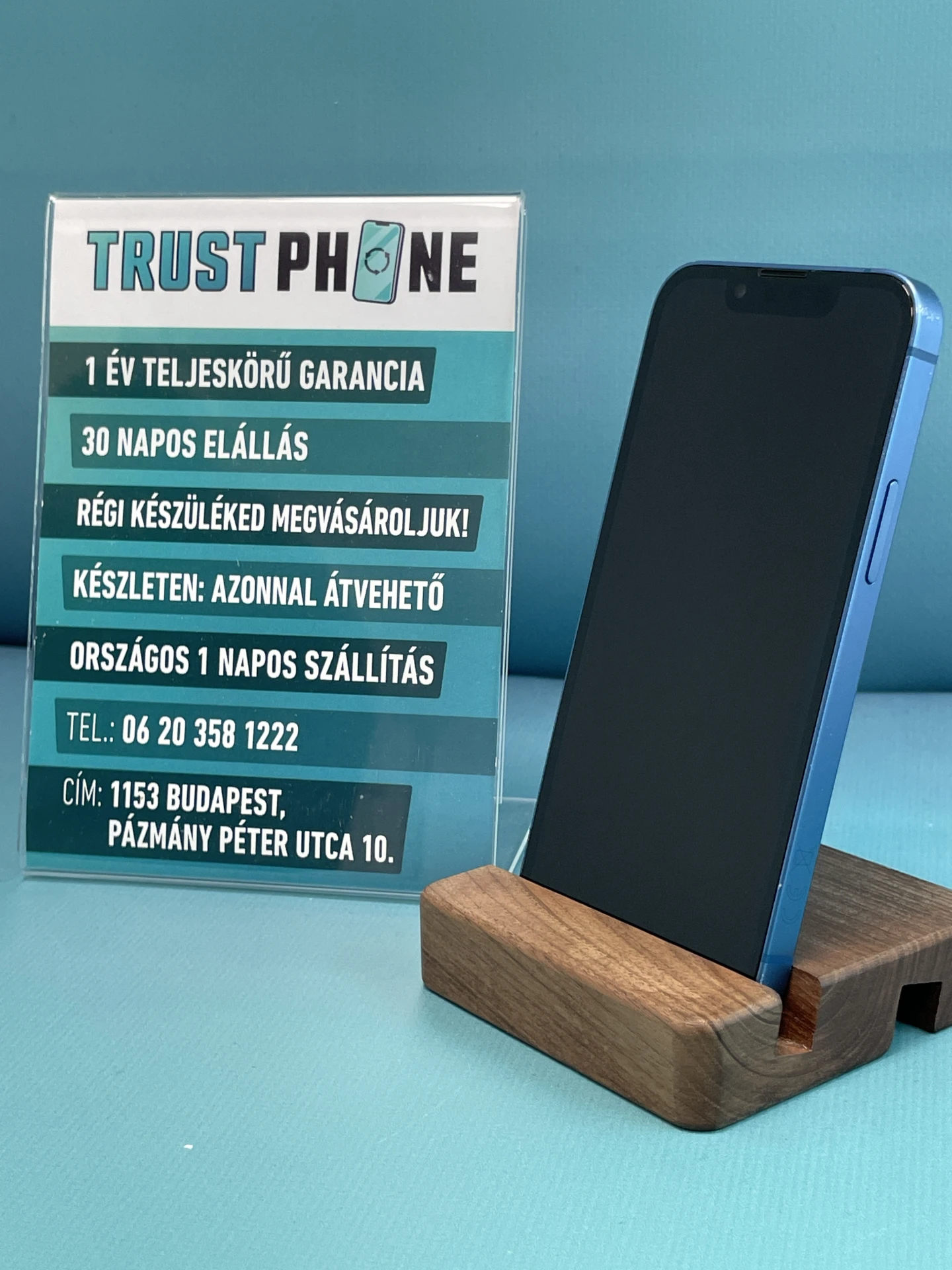 !! 1 ÉV GARANCIA !! iPhone 13 Mini Blue 256 GB – TRT207 – 100% AKKU