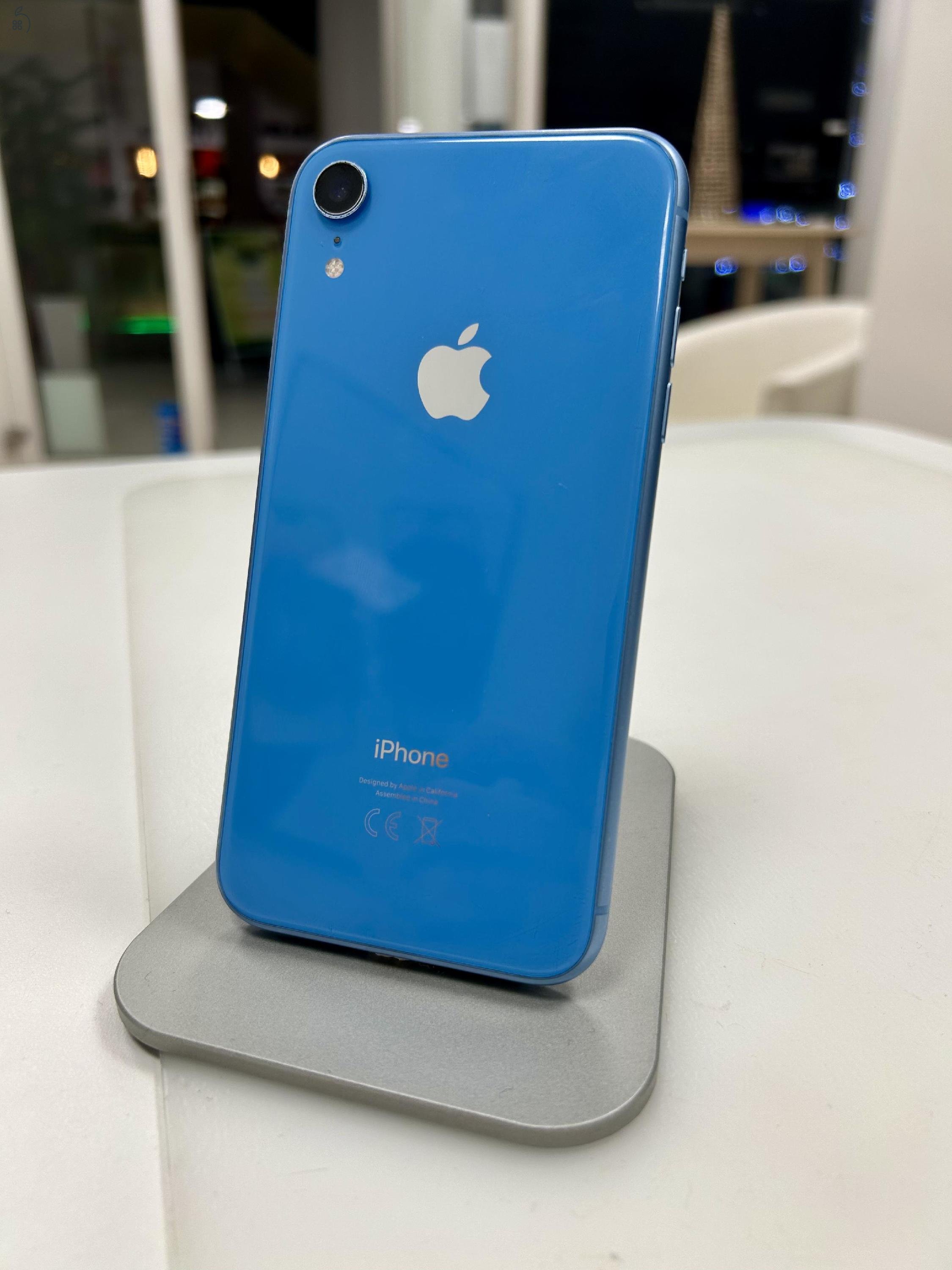 iPhone XR 64gb Kék Független 85% akku 3 Hó Gar + beszámítás