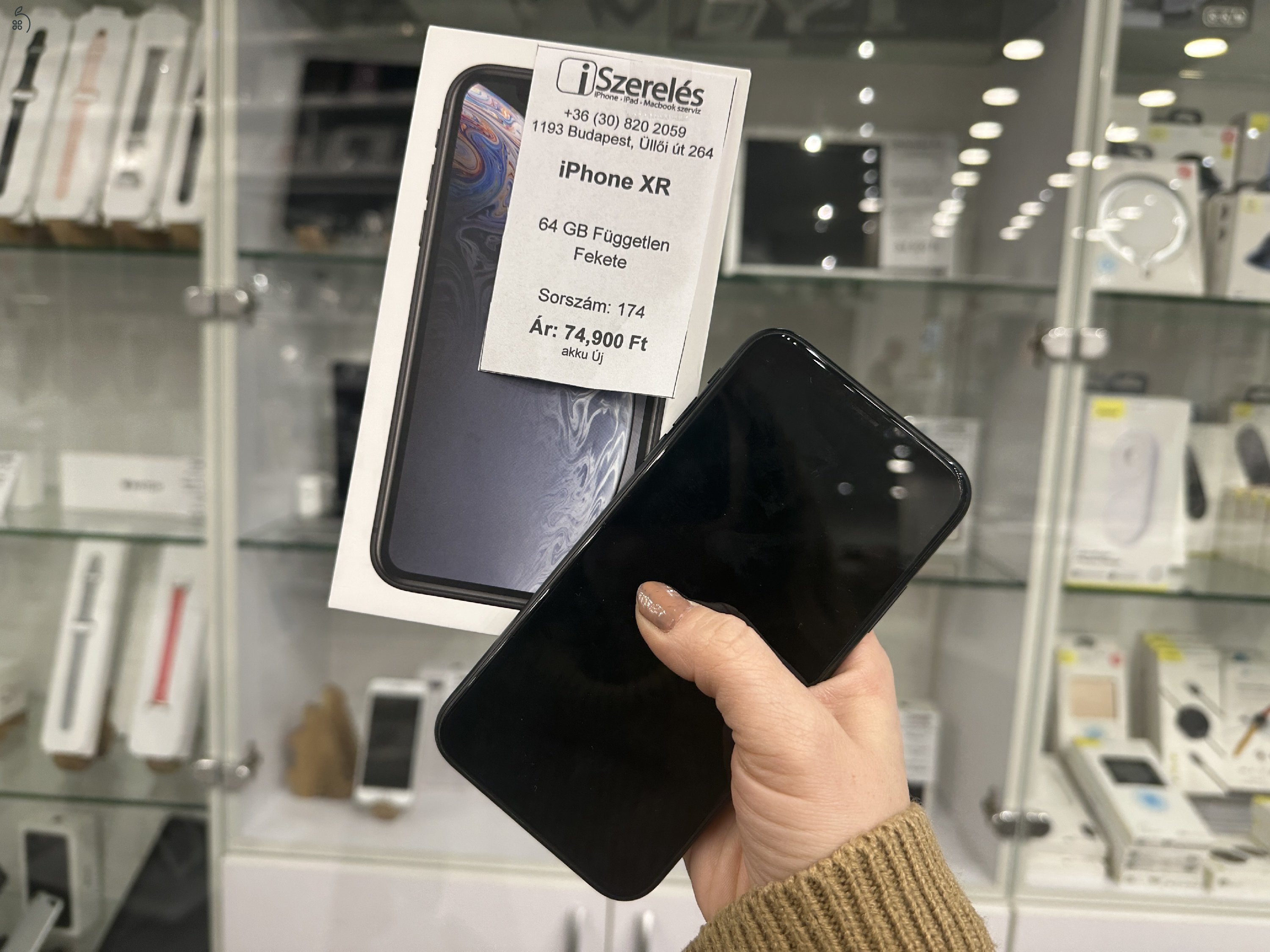 iPhone XR 64GB független fekete új akkuval garanciával (174) iszerelés.hu