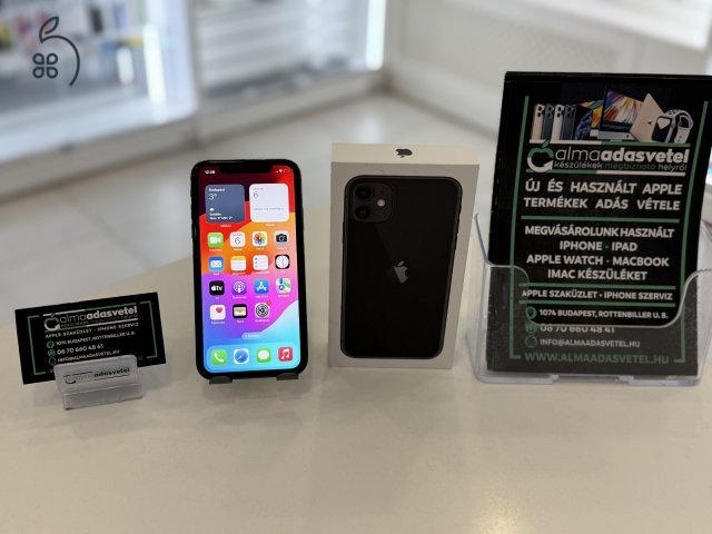 iPhone 11 128GB Fekete Használt Független/1-3 gar./Akku 87%/p3906