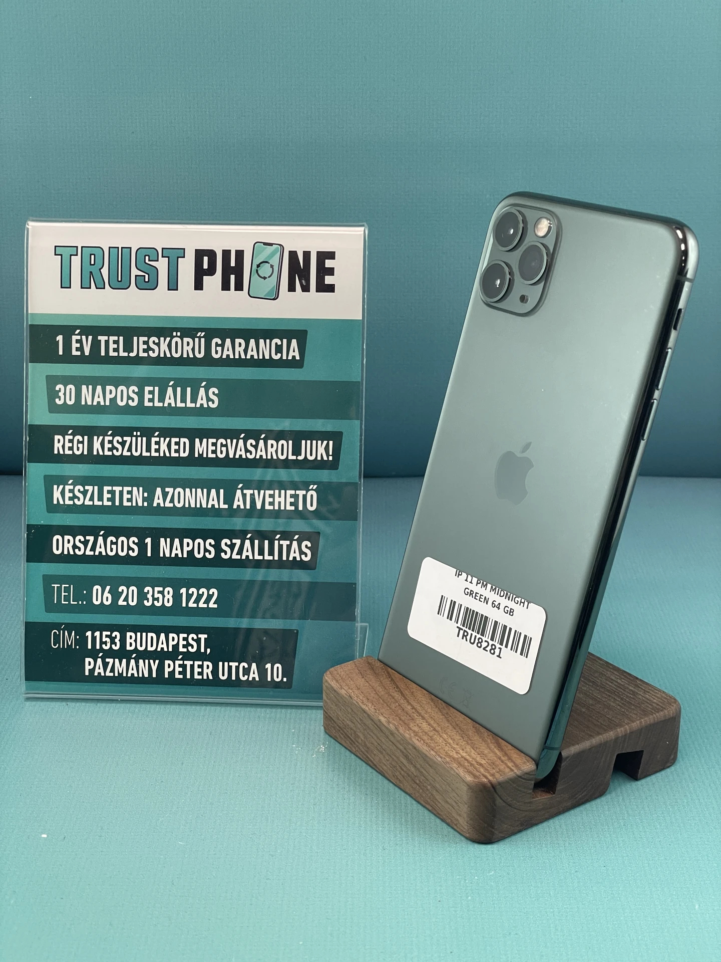 !! 1 ÉV GARANCIA !! iPhone 11 Pro Max Midnight Green 64 GB – TRU8281 – 100% AKKU