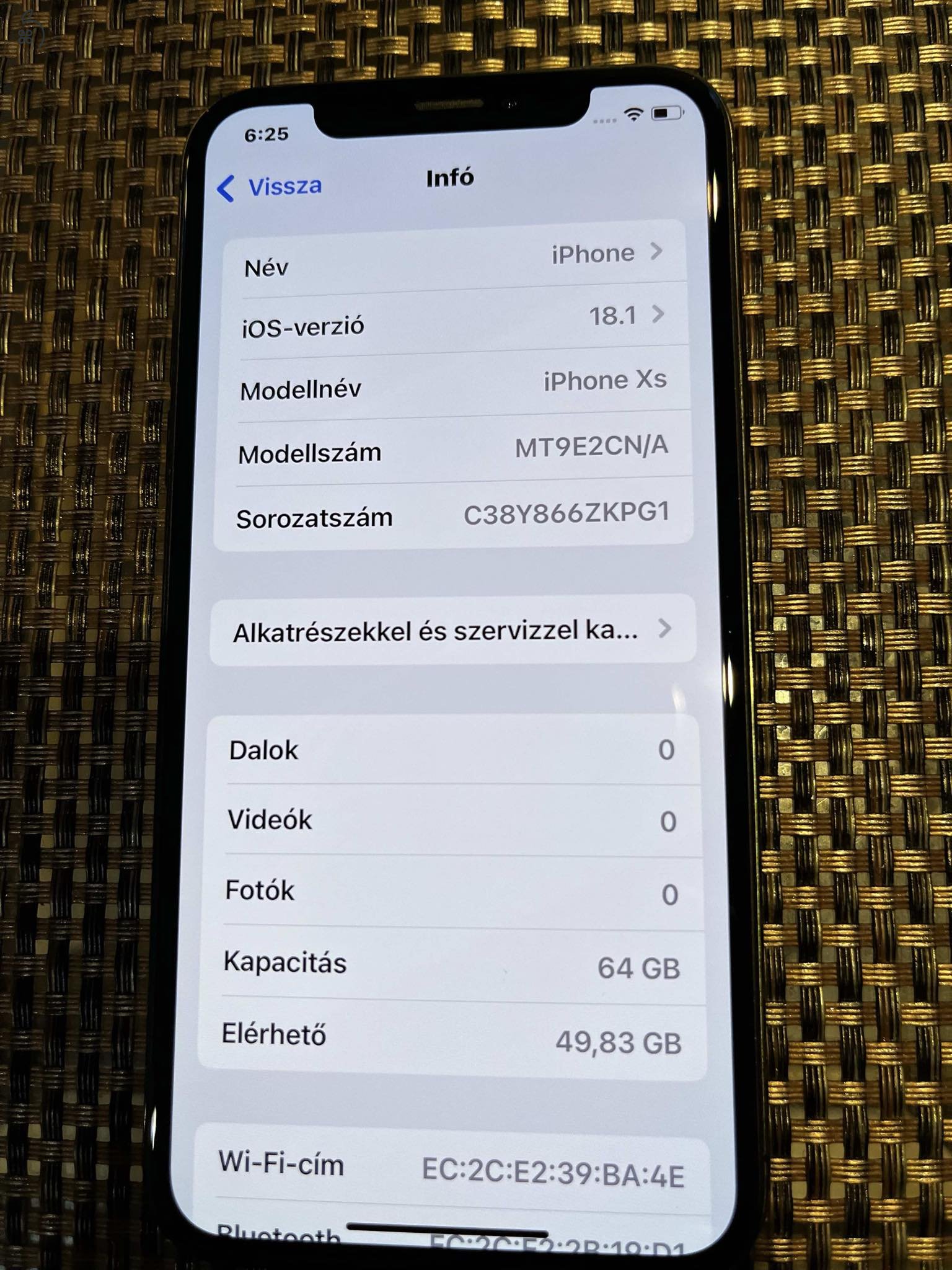 IPhone XS 64GB Space Gray Kártyafüggetlen 100% akku