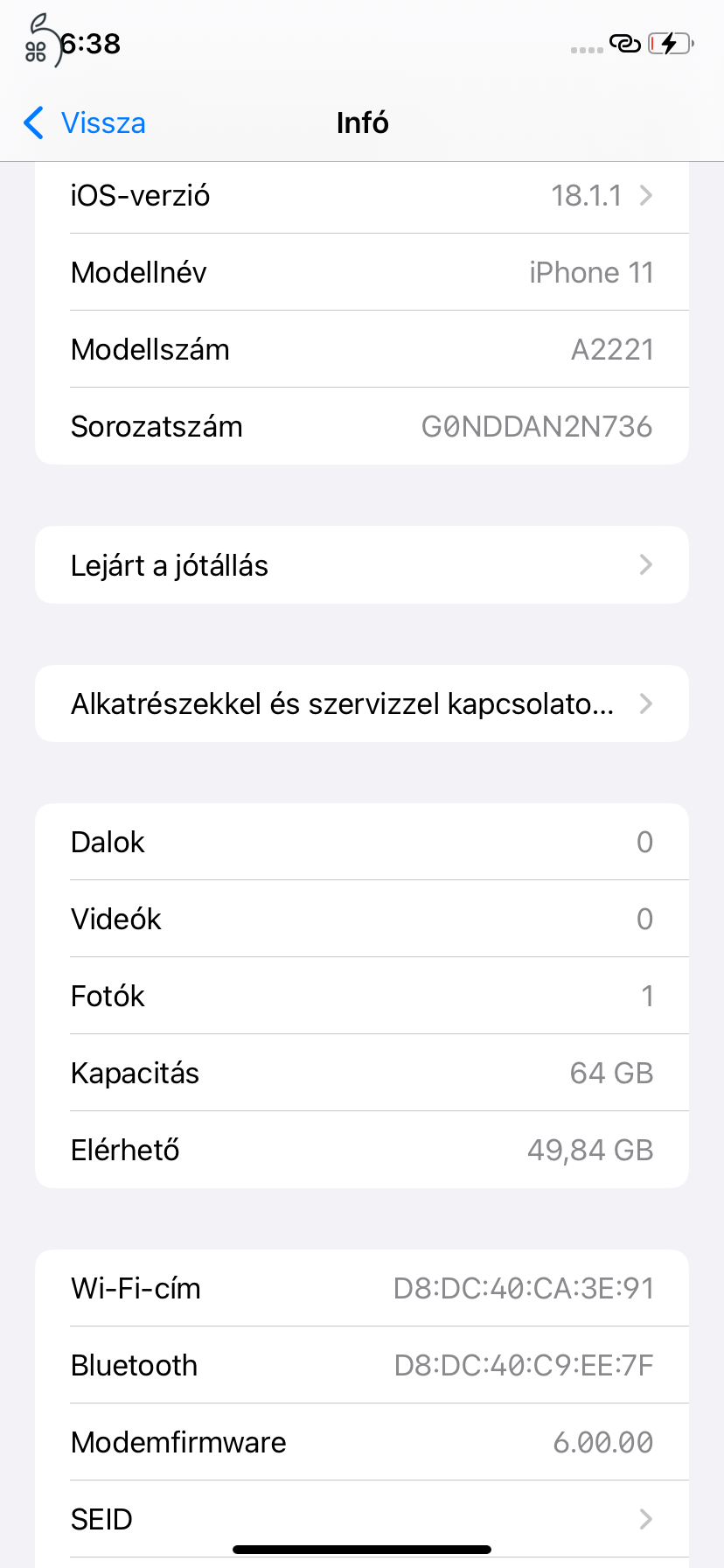 Eladó iPhone 11 64GB kártyafüggetlen telefon