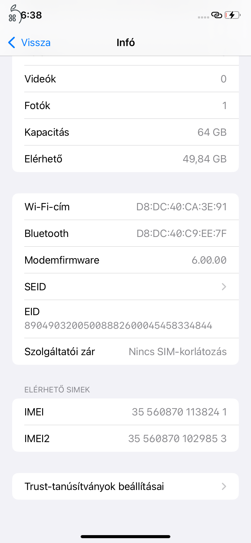 Eladó iPhone 11 64GB kártyafüggetlen telefon