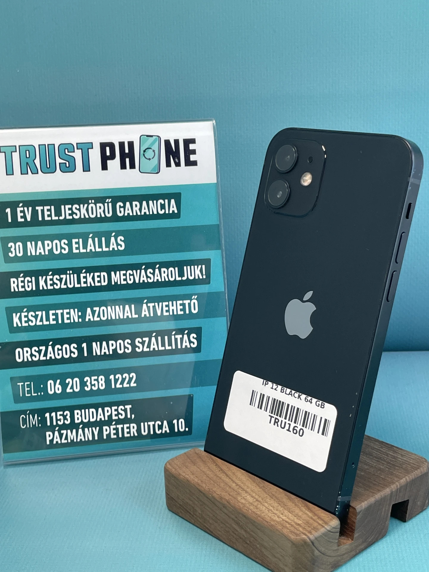 !! 1 ÉV GARANCIA !! iPhone 12 Black 64 GB – TRU160 – 89% AKKU