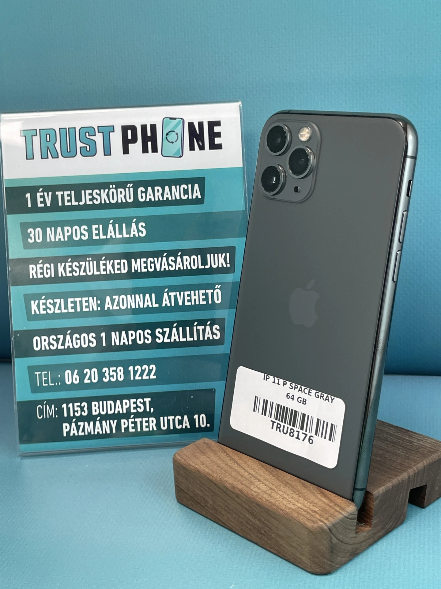 !! 1 ÉV GARANCIA !! iPhone 11 Pro Space Gray 64 GB – TRU8176 – 100% AKKU