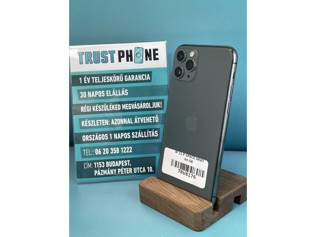 !! 1 ÉV GARANCIA !! iPhone 11 Pro Space Gray 64 GB – TRU8176 – 100% AKKU