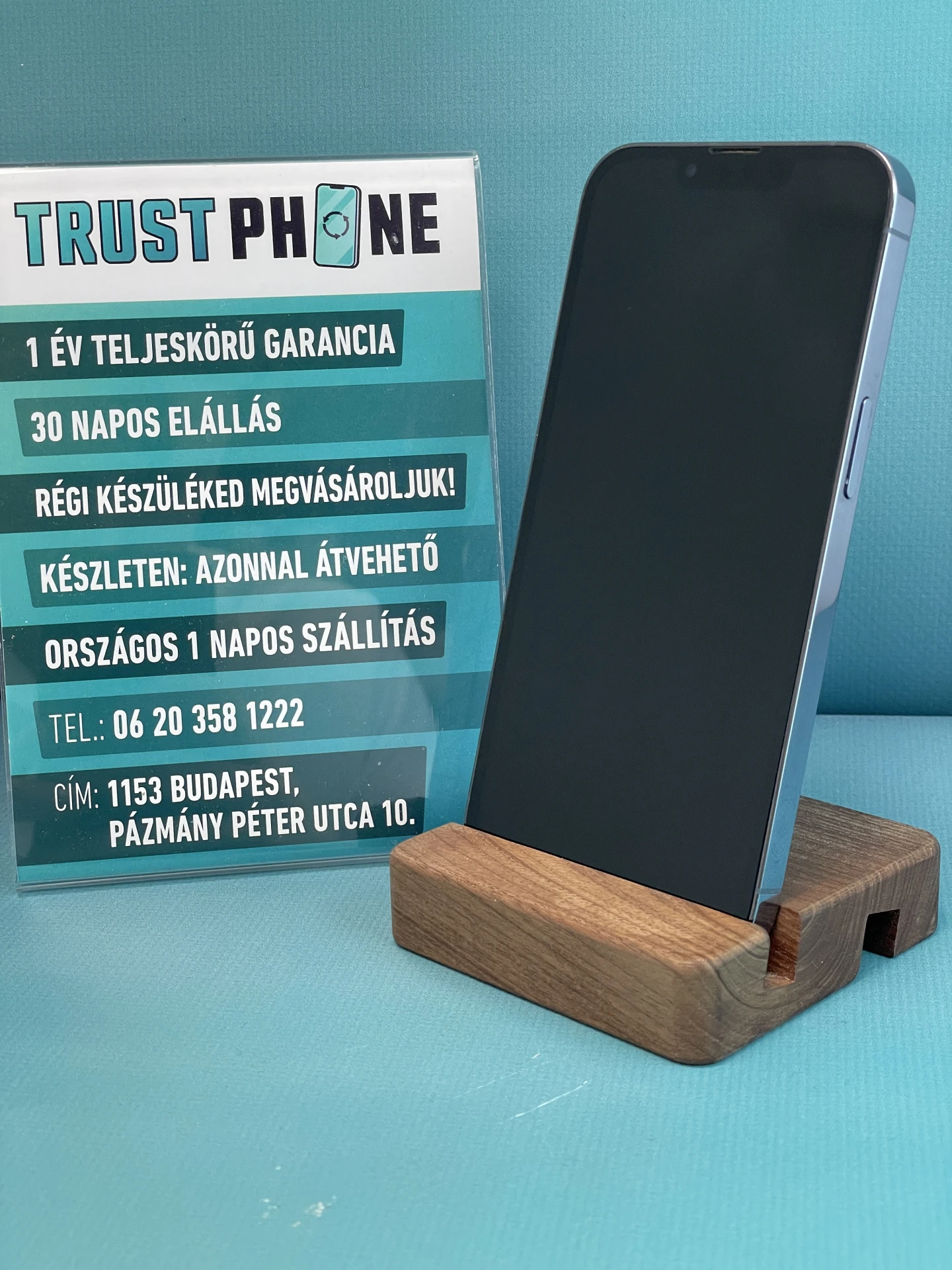 !! 1 ÉV GARANCIA !! iPhone 13 Pro Blue 128 GB – TRU8385 – 100% AKKU