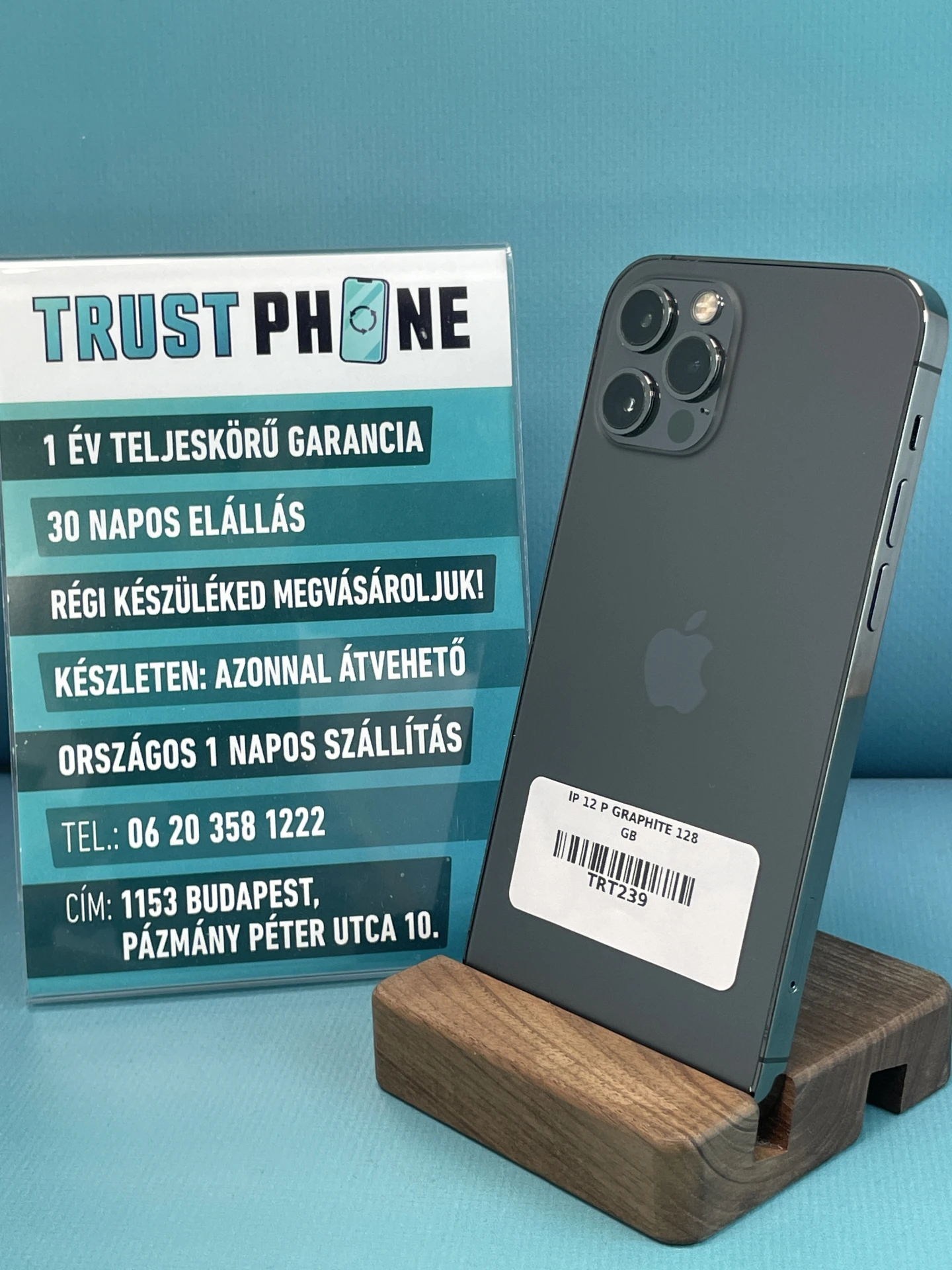 !! 1 ÉV GARANCIA !! iPhone 12 Pro Graphite 128 GB – TRT239 – 100% AKKU