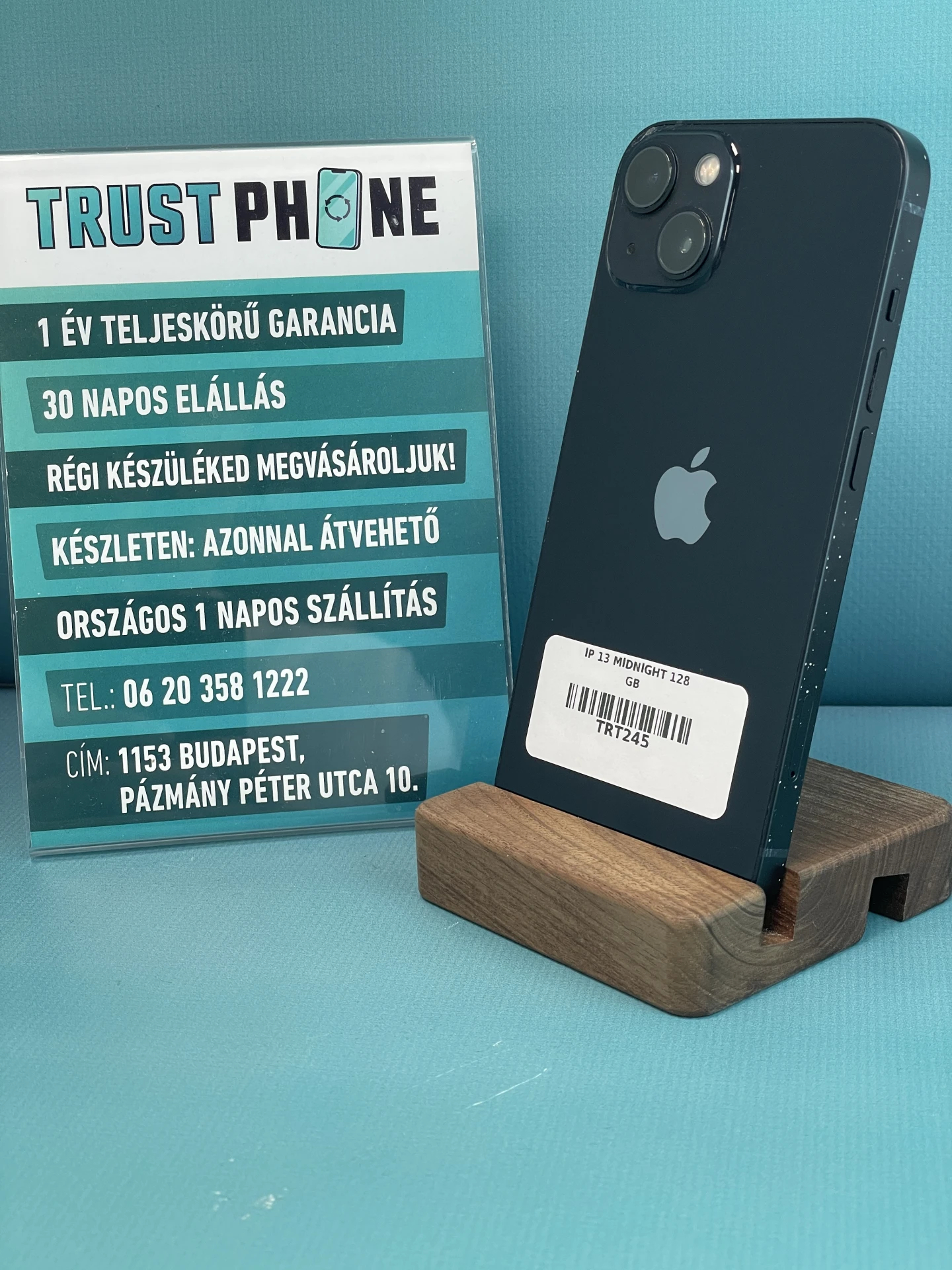 !! 1 ÉV GARANCIA !! iPhone 13 Midnight 128 GB – TRT245 – 100% AKKU