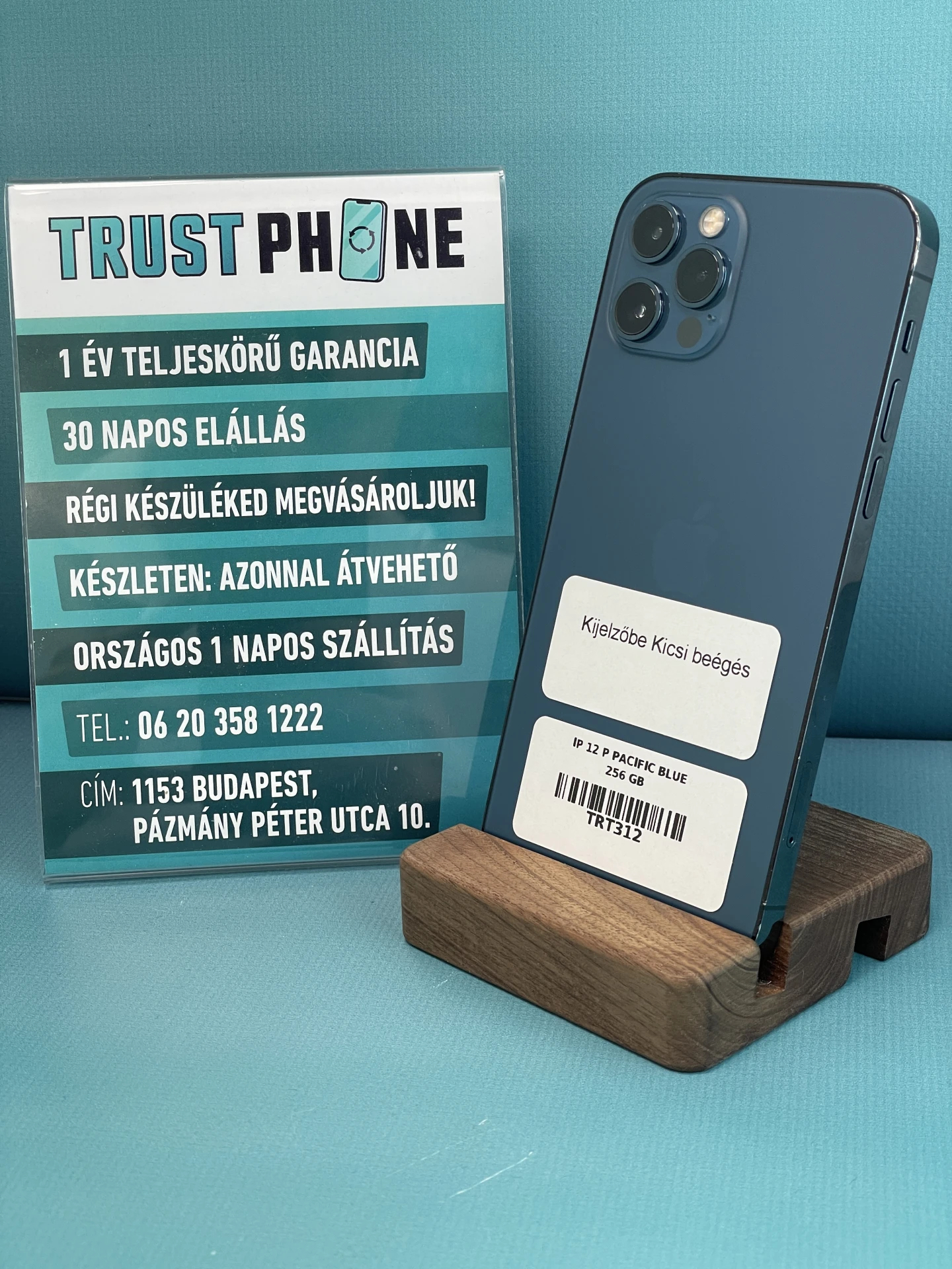 !! 1 ÉV GARANCIA !! iPhone 12 Pro Pacific Blue 256 GB – TRT312 – 100% AKKU