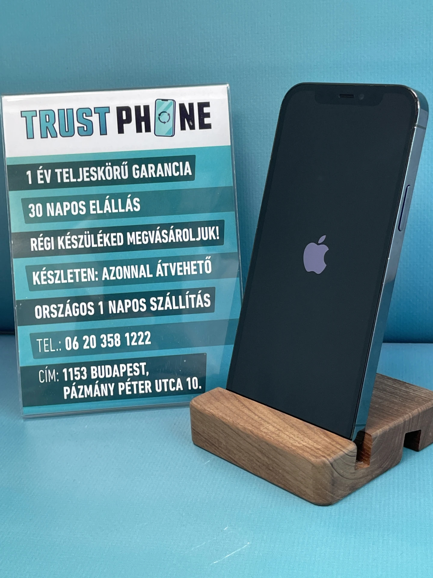 !! 1 ÉV GARANCIA !! iPhone 12 Pro Pacific Blue 256 GB – TRT312 – 100% AKKU