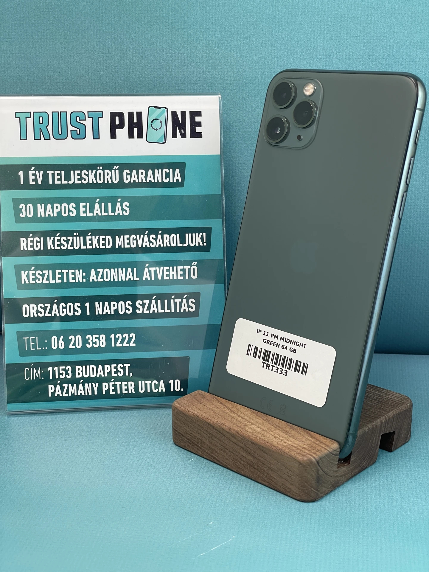 !! 1 ÉV GARANCIA !! iPhone 11 Pro Max Midnight Green 64 GB – TRT333 – 100% AKKU